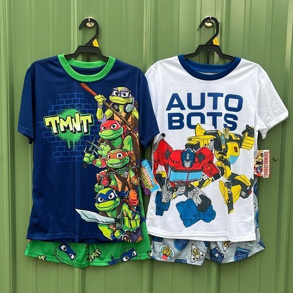 Ninja Turtles & Transformers Graphic Print Tee & Shorts Sleep 2, 2Pc Sets Size L - Picture 1 of 7